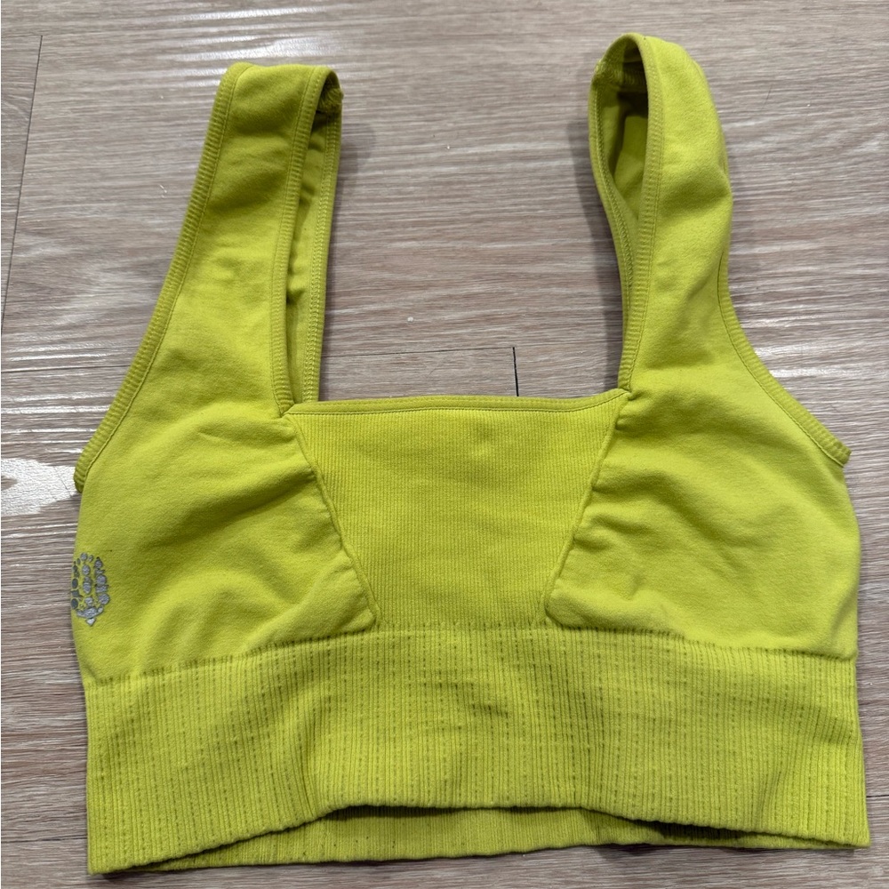 Free People Movement Good Karma Square Neck Bra - Margarita Yellow - Picture 2 of 4